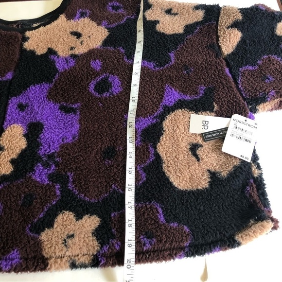 BP Women’s Black Brown Pressed Floral Teddy Bear Cropped Sweatshirt Plus Size 3X - Picture 6 of 9